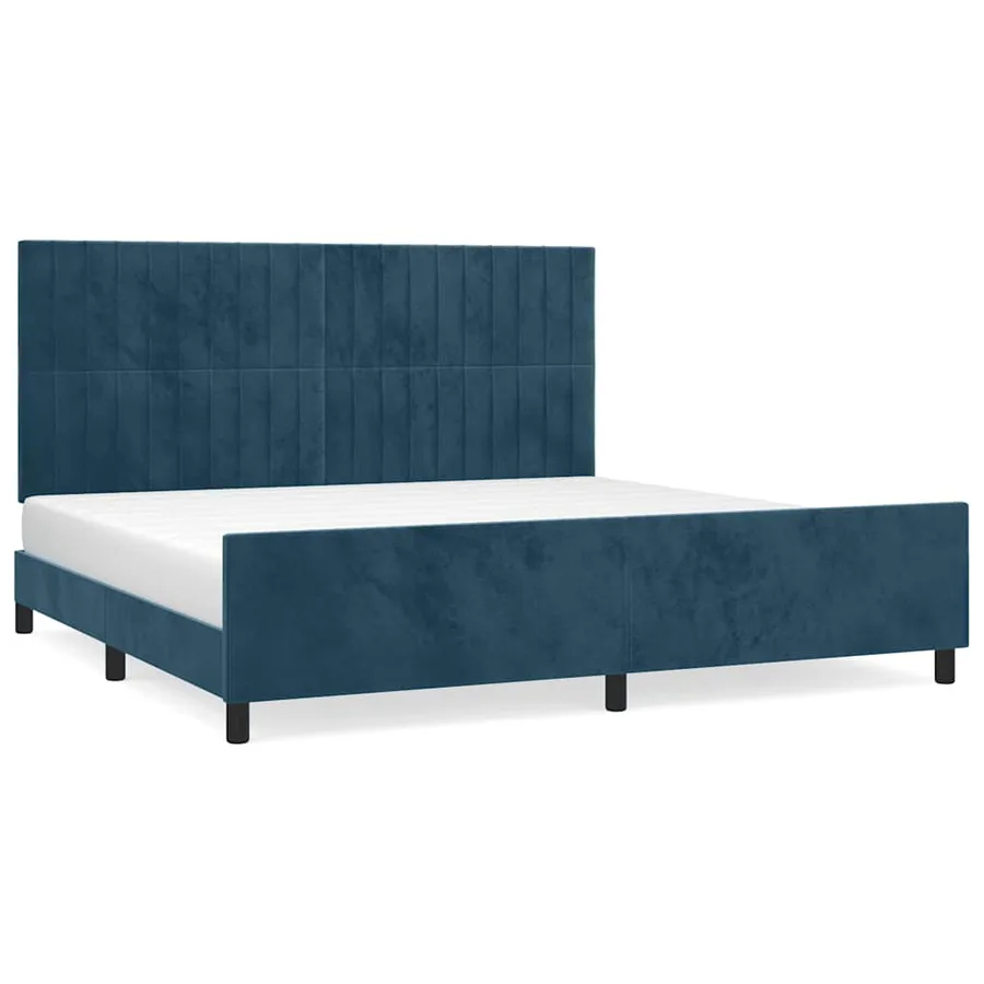 Cadre de lit sans matelas bleu foncé 200x200 cm velours - 2