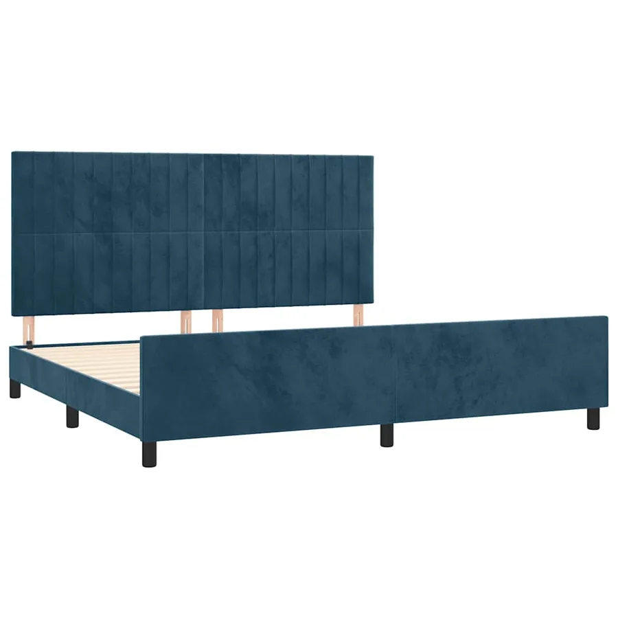 Cadre de lit sans matelas bleu foncé 200x200 cm velours - 4
