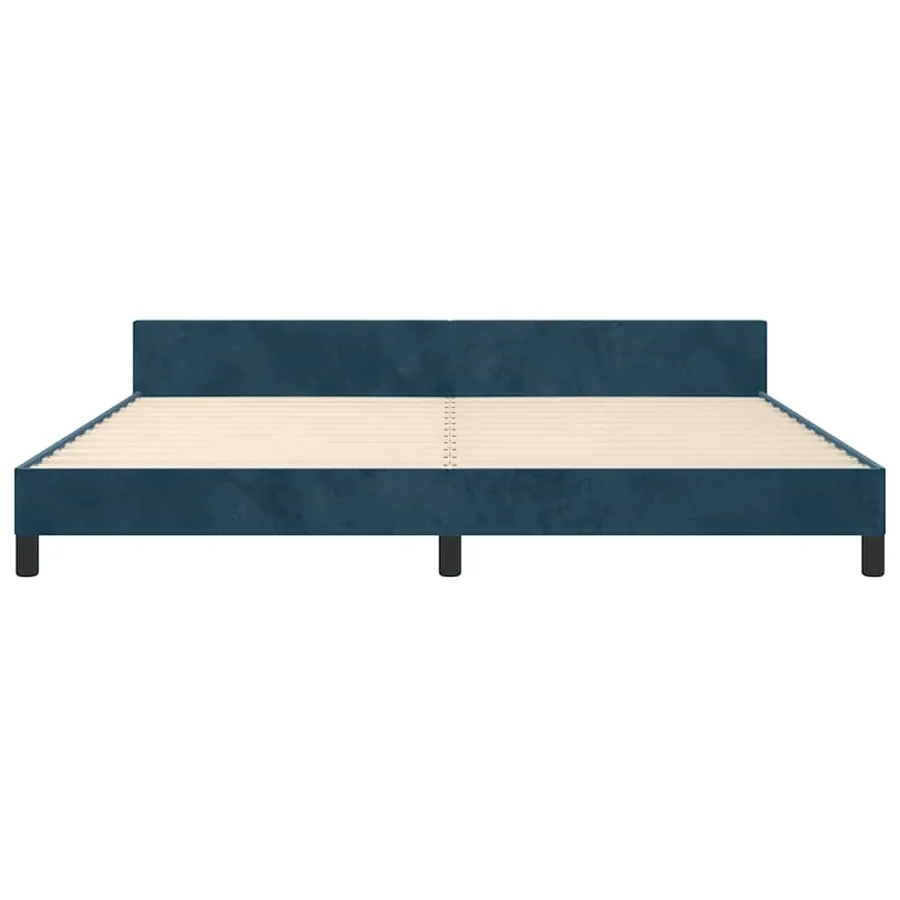 Cadre de lit sans matelas bleu foncé 200x200 cm velours - 6
