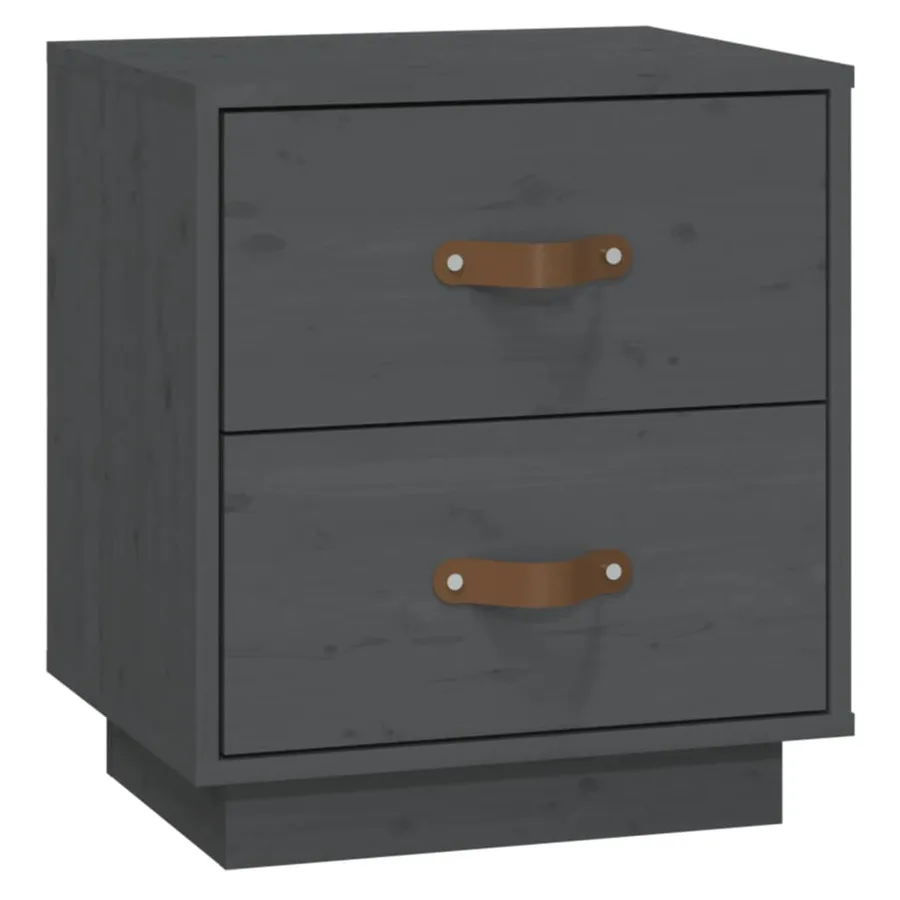 Tables de chevet 2 pcs Gris 40x34x45 cm Bois de pin massif - 6
