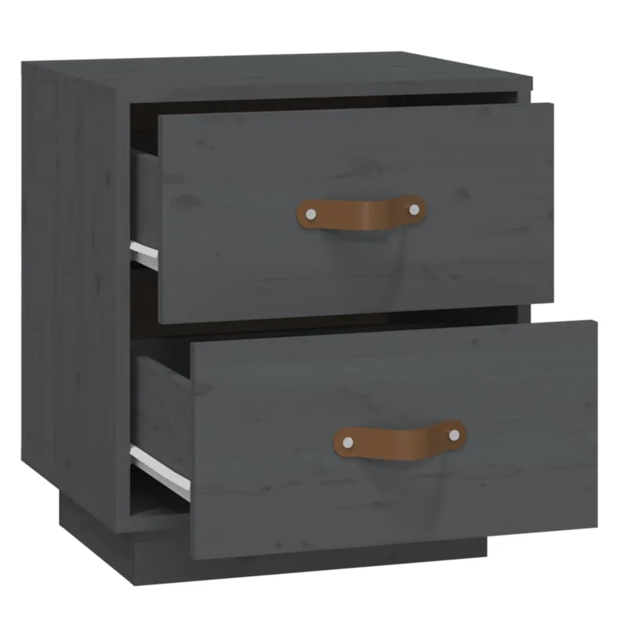 Tables de chevet 2 pcs Gris 40x34x45 cm Bois de pin massif - 8