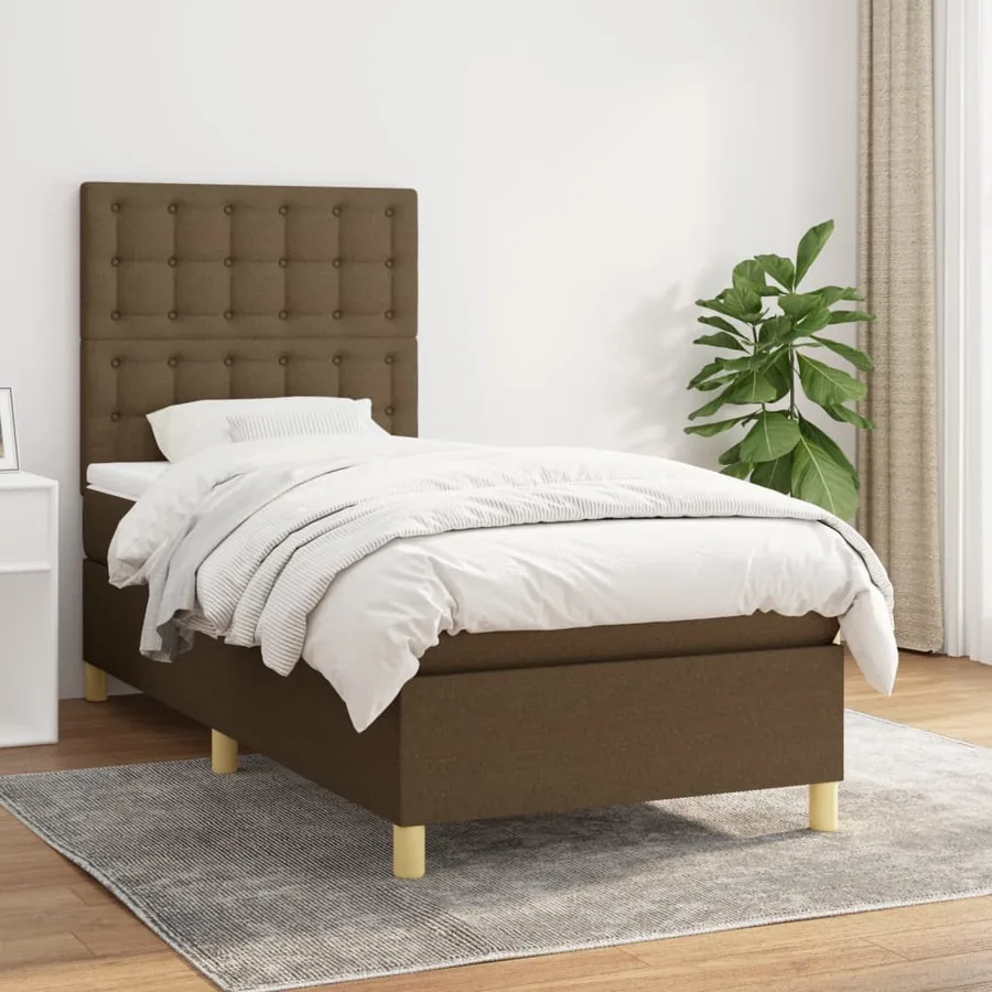 Sommier à lattes de lit avec matelas Marron foncé 100x200 cm