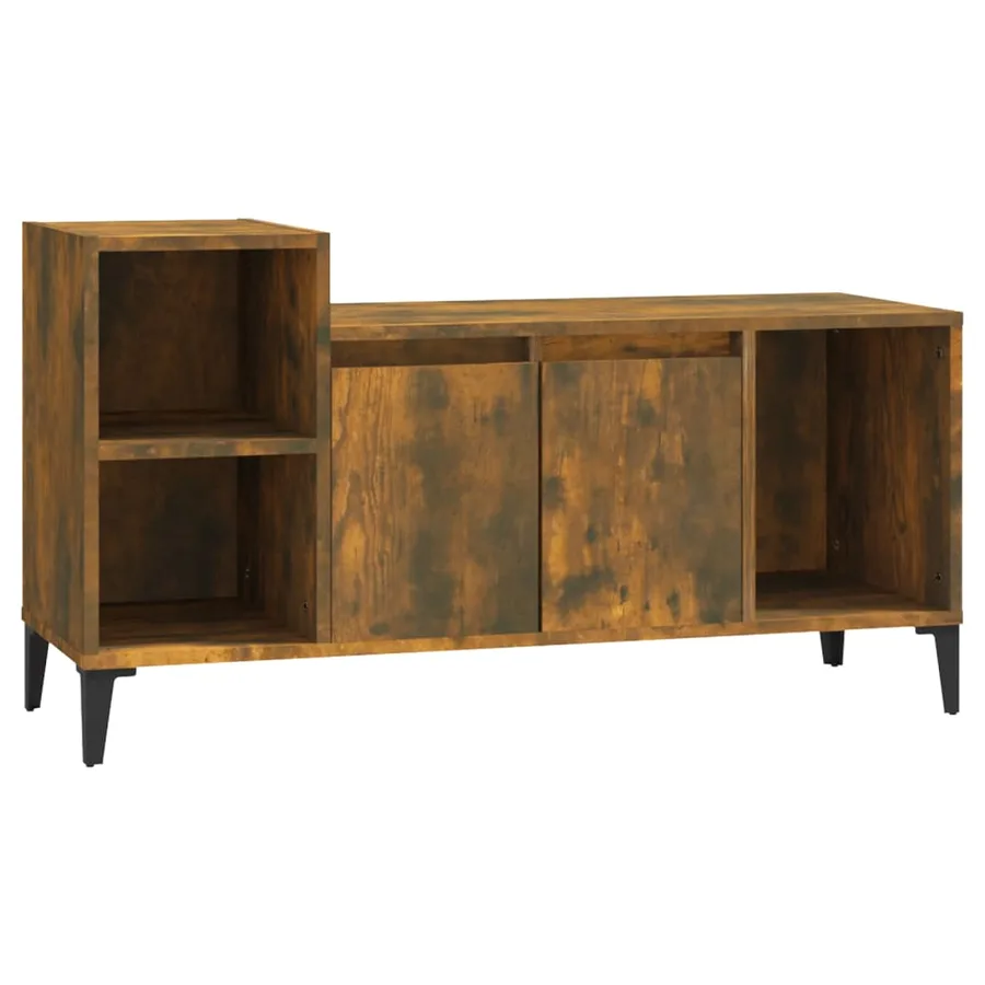 Meuble TV Chêne fumé 100x35x55 cm Bois d'ingénierie - 2