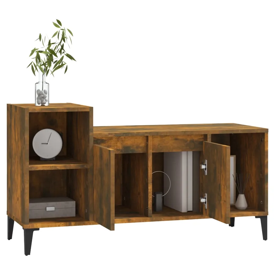 Meuble TV Chêne fumé 100x35x55 cm Bois d'ingénierie - 4