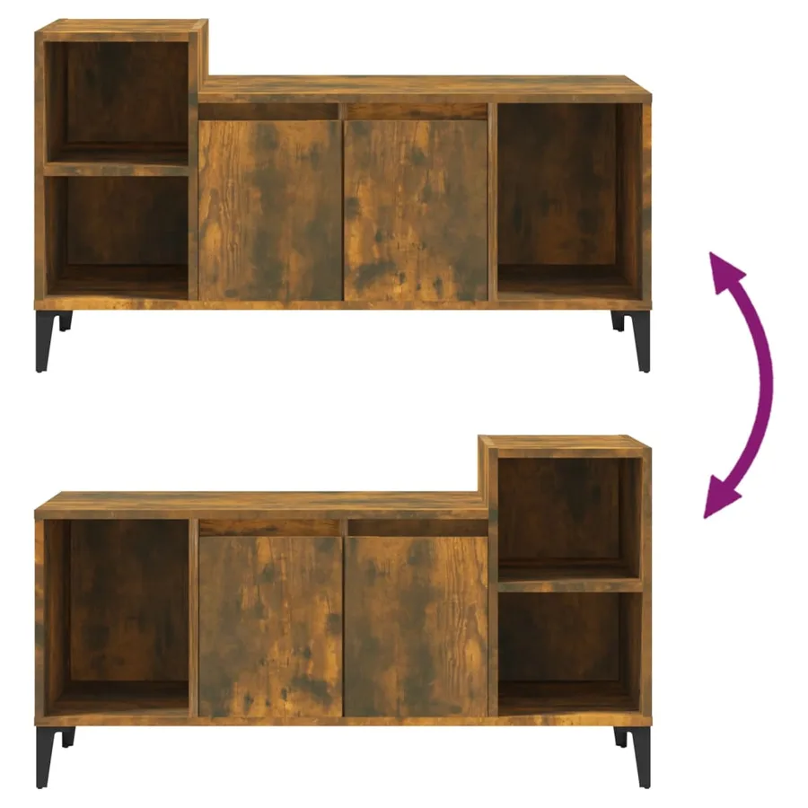 Meuble TV Chêne fumé 100x35x55 cm Bois d'ingénierie - 8