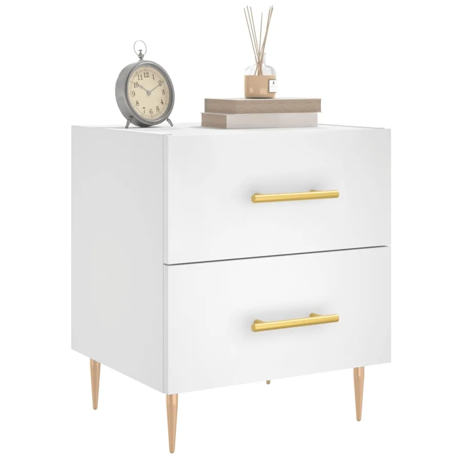 Table de chevet blanc 40x35x47,5 cm bois d’ingénierie - 3