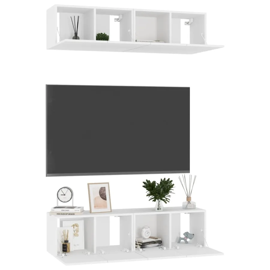 Meubles TV 4 pcs Blanc 60x30x30 cm Aggloméré - 3
