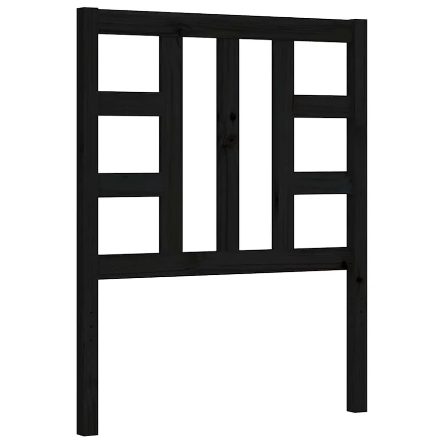 Cadre de lit sans matelas noir bois de pin massif - 8