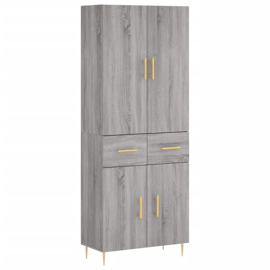Buffet haut Sonoma gris 69,5x34x180 cm Bois d'ingénierie - 2