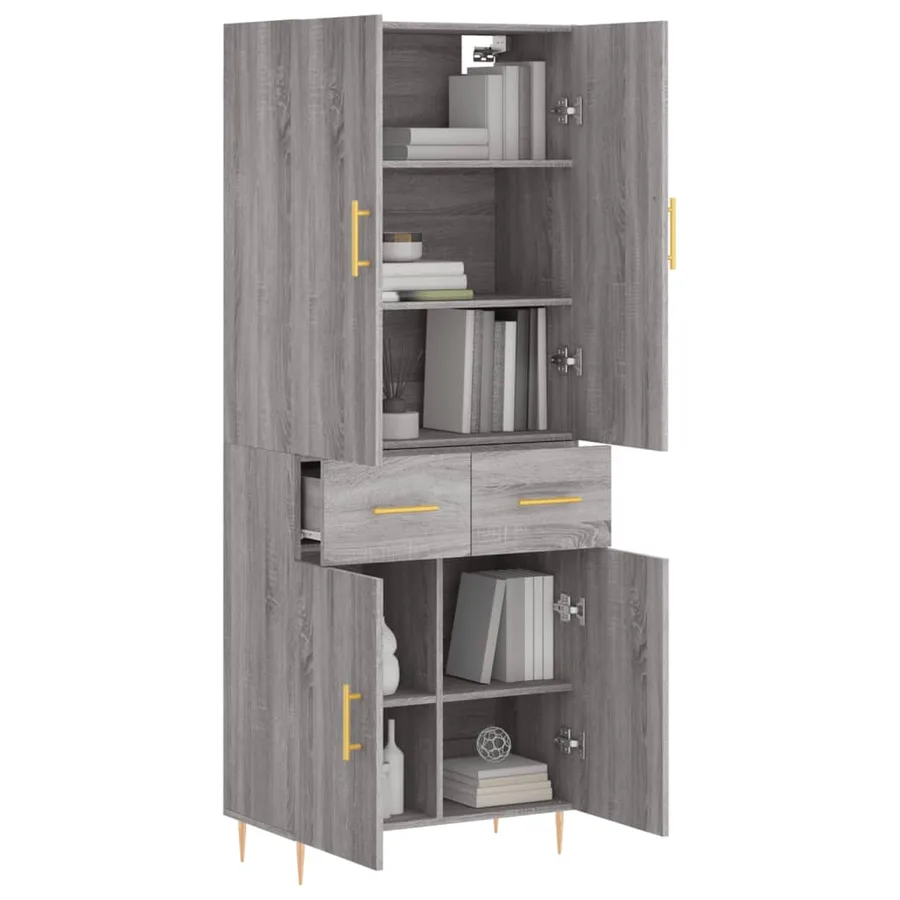 Buffet haut Sonoma gris 69,5x34x180 cm Bois d'ingénierie - 3