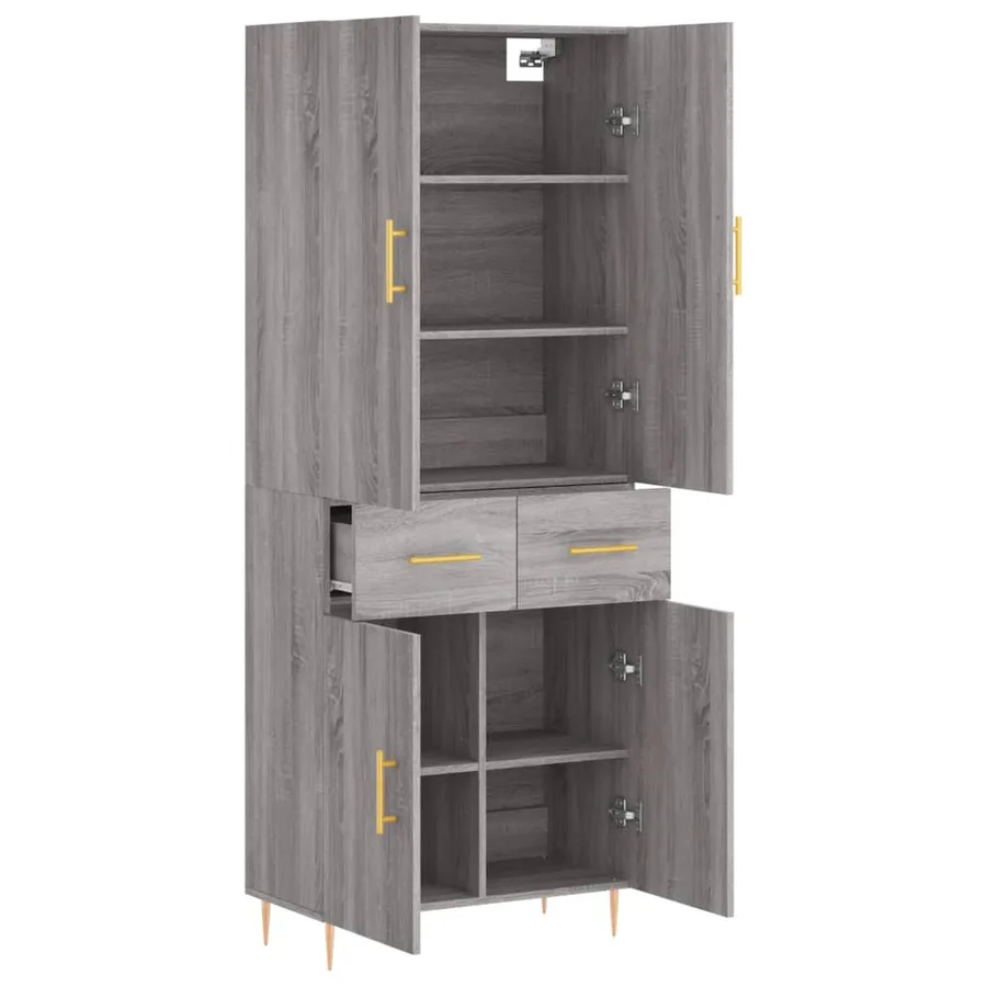 Buffet haut Sonoma gris 69,5x34x180 cm Bois d'ingénierie - 4