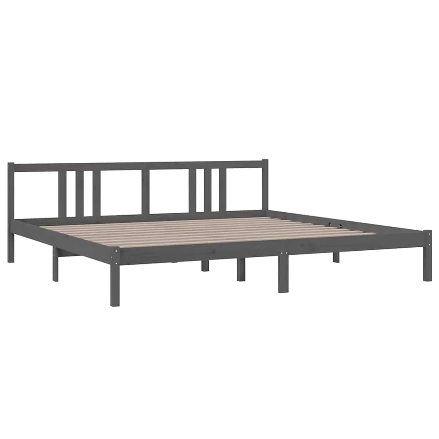 Cadre de lit sans matelas bois massif gris 200x200 cm - 3