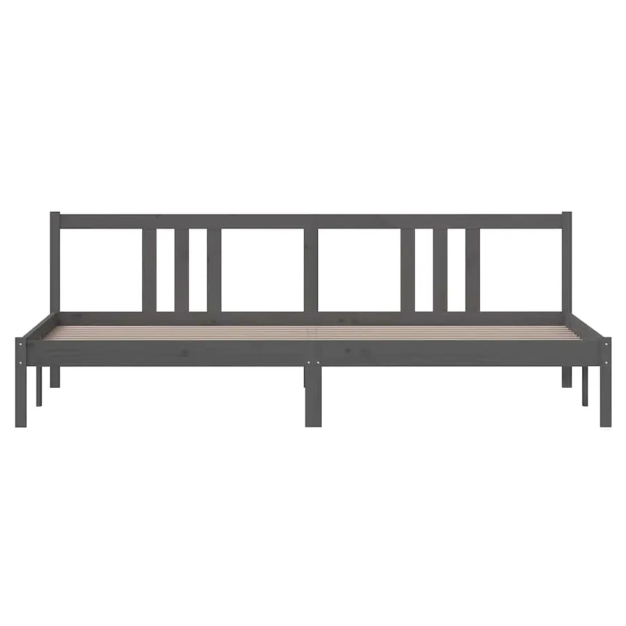 Cadre de lit sans matelas bois massif gris 200x200 cm - 4