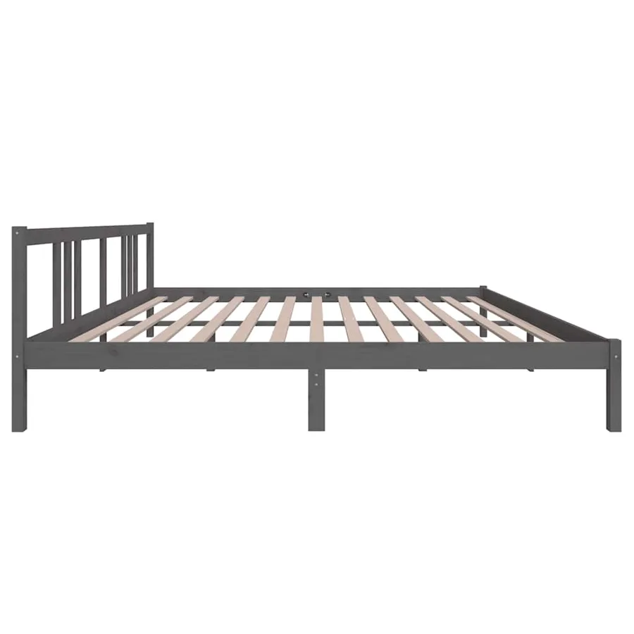Cadre de lit sans matelas bois massif gris 200x200 cm - 5