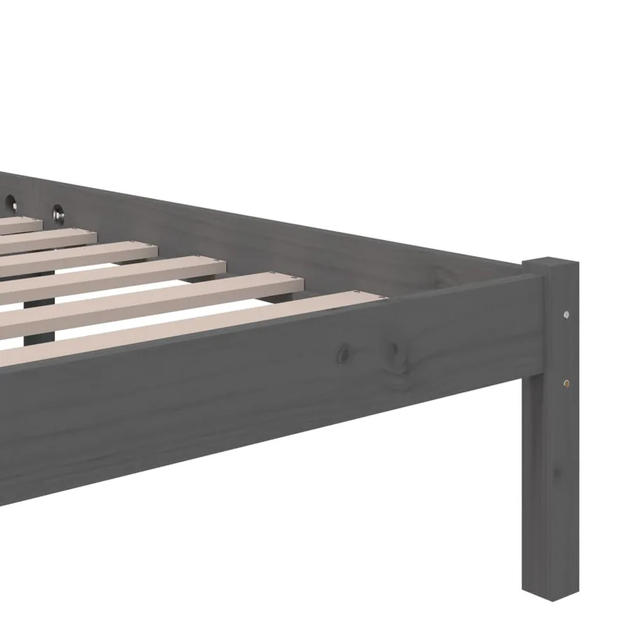 Cadre de lit sans matelas bois massif gris 200x200 cm - 6