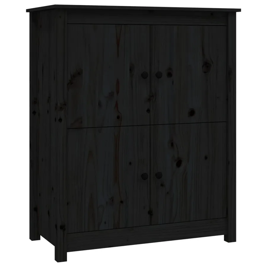 Buffet Noir 83x41,5x100 cm Bois massif de pin - 2