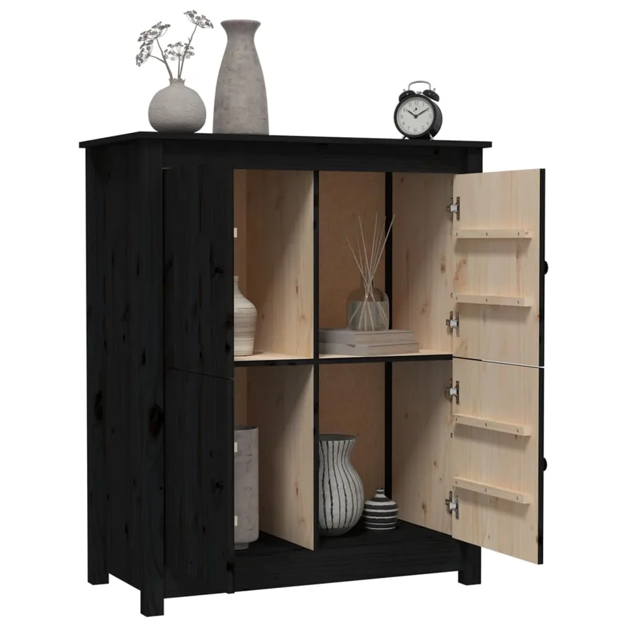 Buffet Noir 83x41,5x100 cm Bois massif de pin - 4