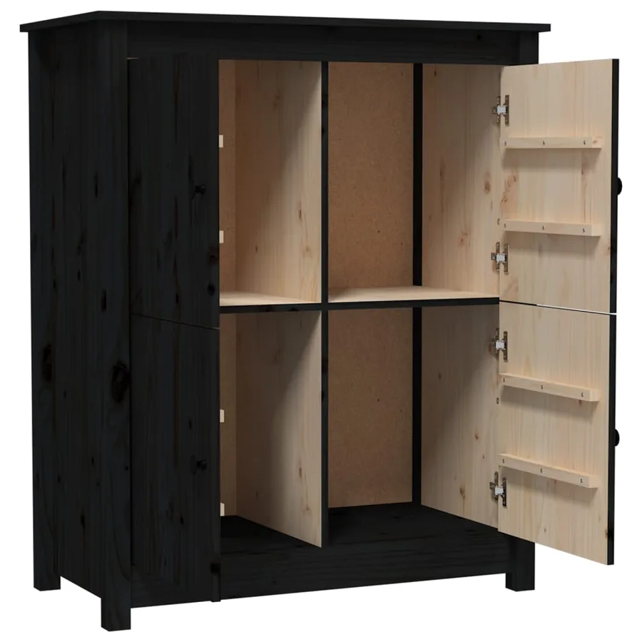 Buffet Noir 83x41,5x100 cm Bois massif de pin - 6