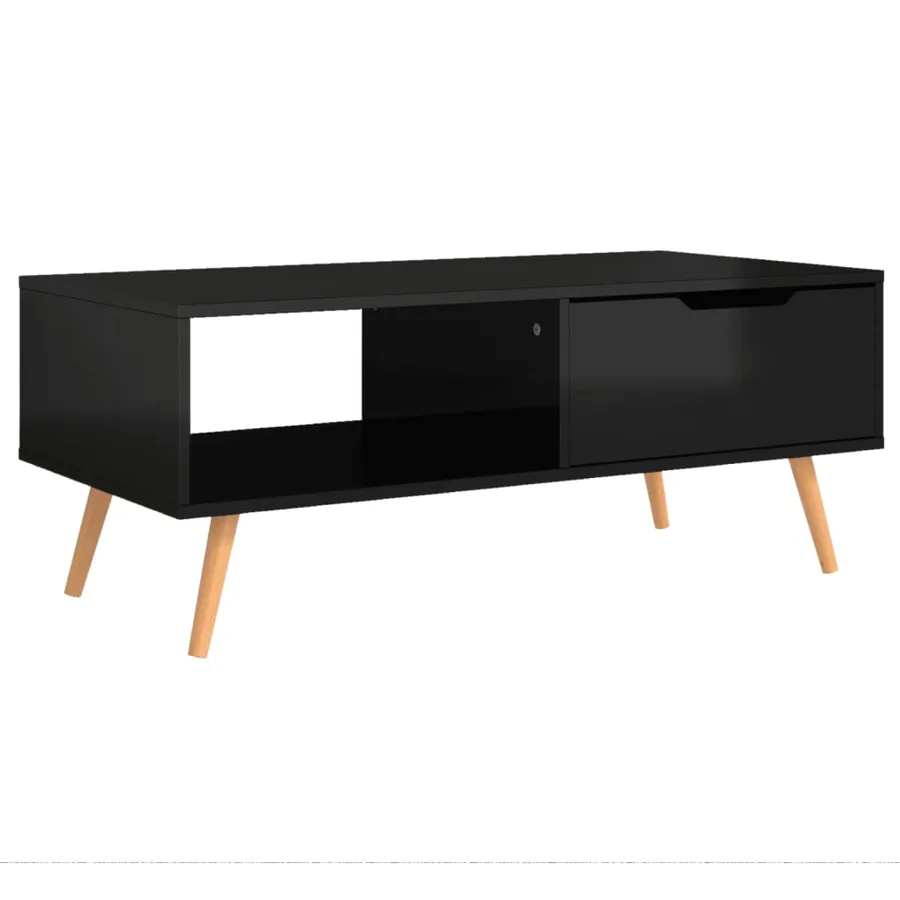 Table basse Noir brillant 100x49,5x43 cm Bois d'ingénierie - 2