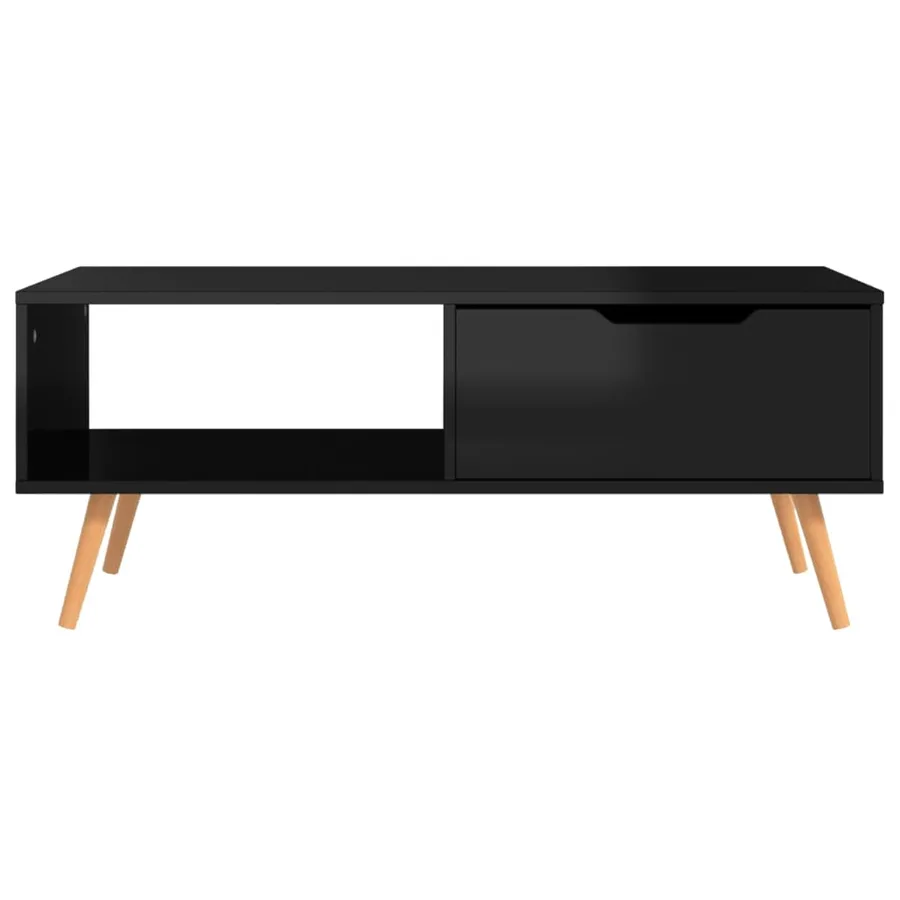 Table basse Noir brillant 100x49,5x43 cm Bois d'ingénierie - 3