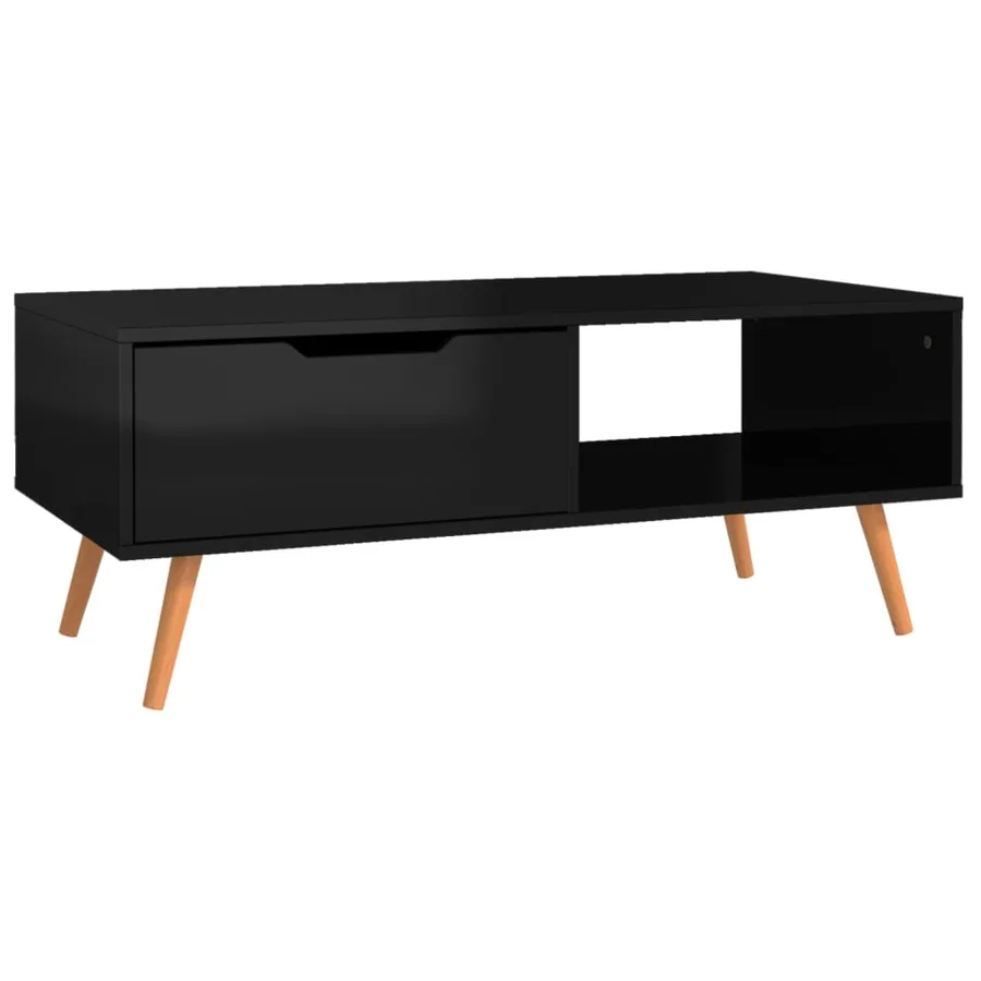 Table basse Noir brillant 100x49,5x43 cm Bois d'ingénierie - 4