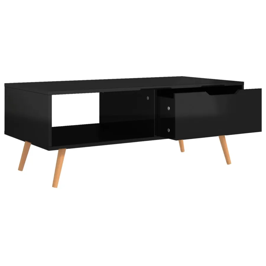 Table basse Noir brillant 100x49,5x43 cm Bois d'ingénierie - 5