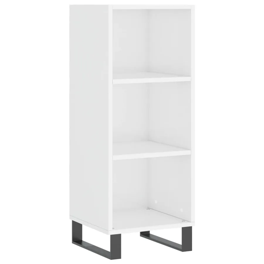 Buffet blanc brillant 34,5x32,5x90 cm bois d'ingénierie - 2