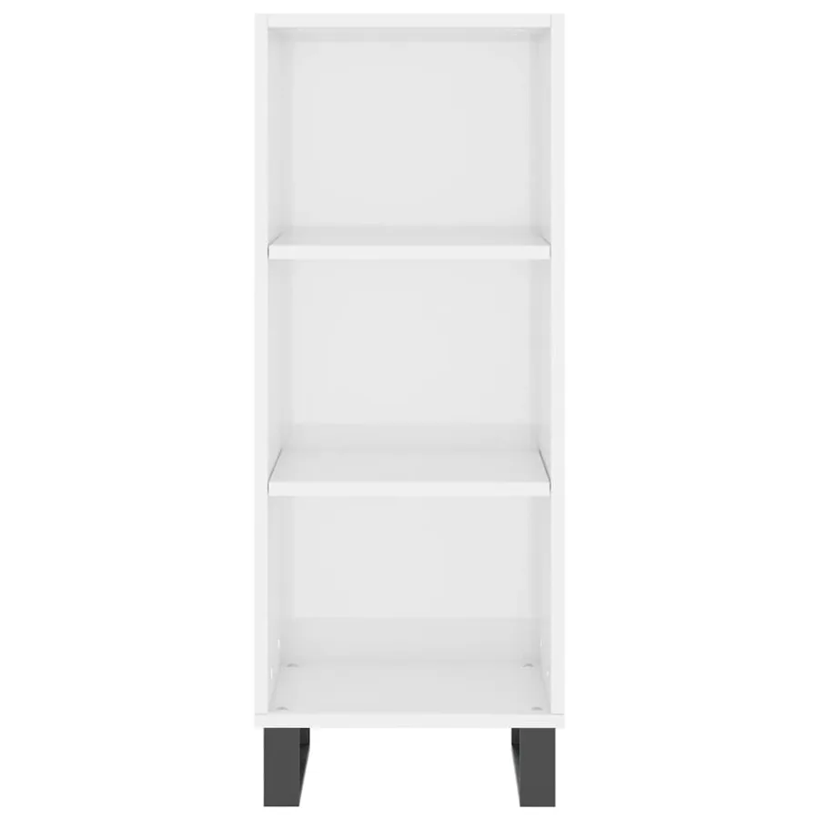Buffet blanc brillant 34,5x32,5x90 cm bois d'ingénierie - 4