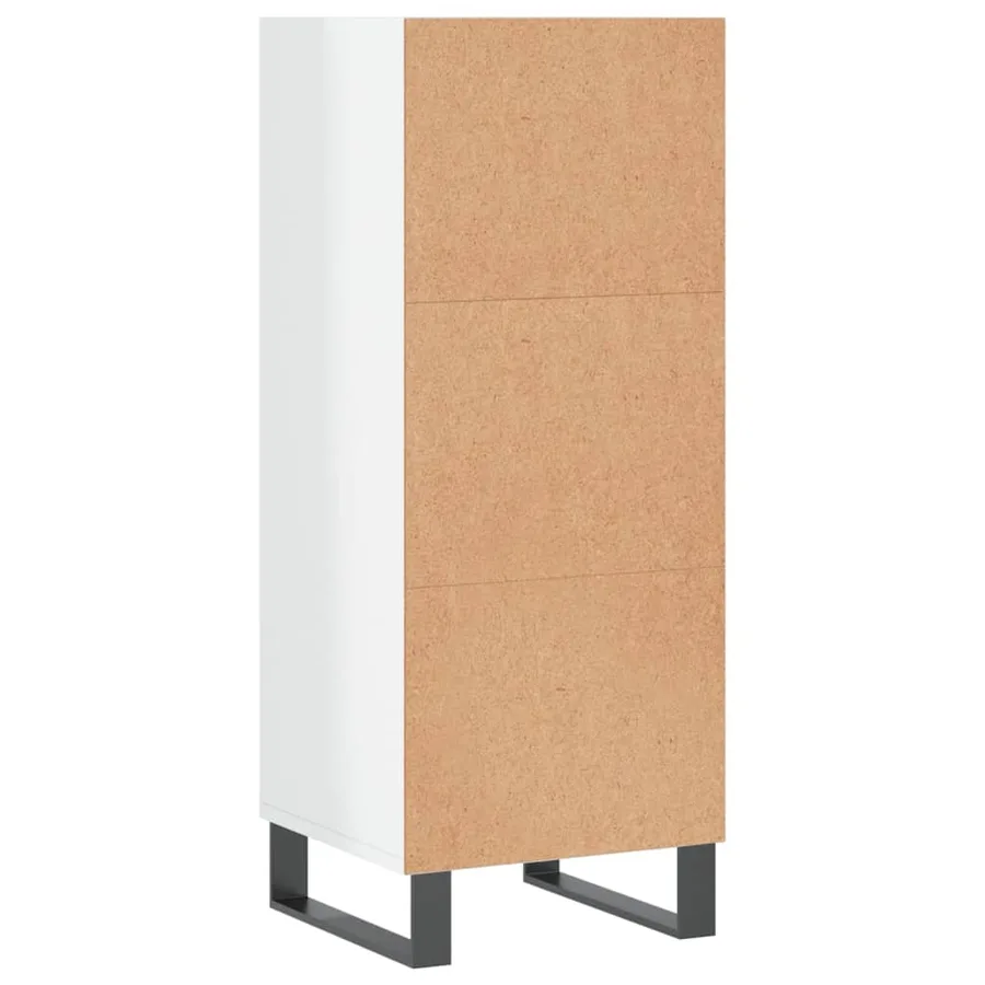 Buffet blanc brillant 34,5x32,5x90 cm bois d'ingénierie - 6