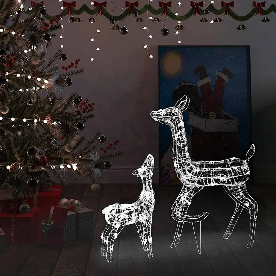 Famille de rennes de décoration Acrylique 160 LED blanc froid