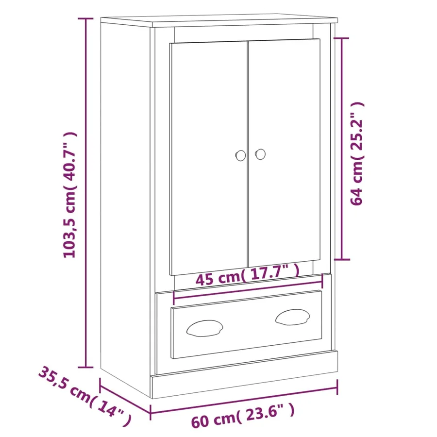 Buffet haut sonoma gris 60x35,5x103,5 cm bois d'ingénierie - 10