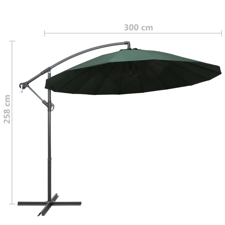 Parasol suspendu avec poteau en aluminium Vert 3 m - 9