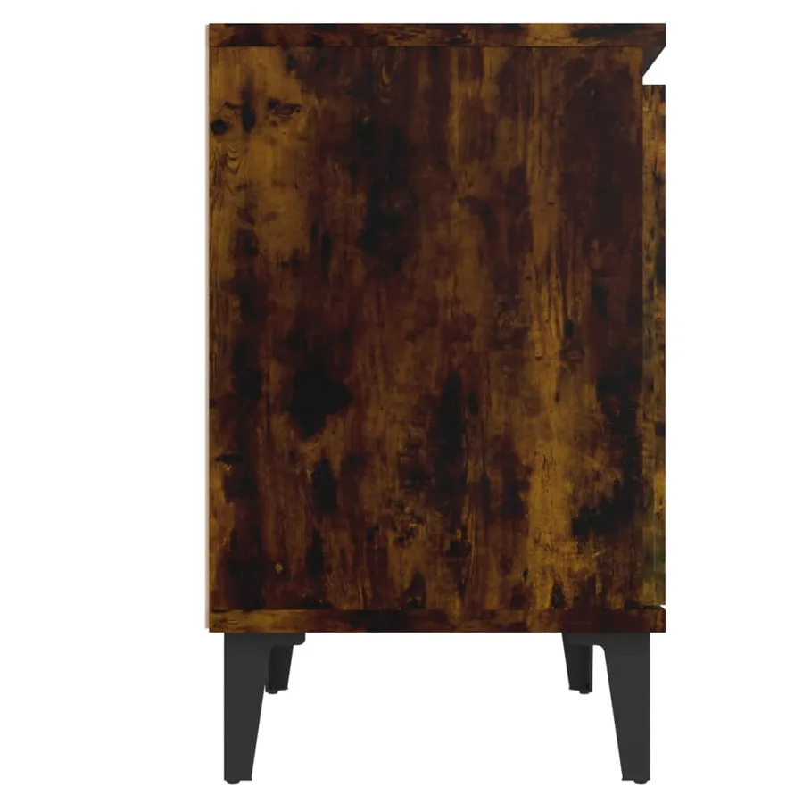 Table de chevet avec pieds en métal Chêne fumé 40x30x50 cm - 5