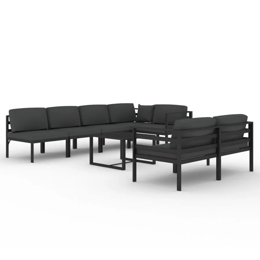 Salon de jardin 8 pcs avec coussins Aluminium Anthracite - 2
