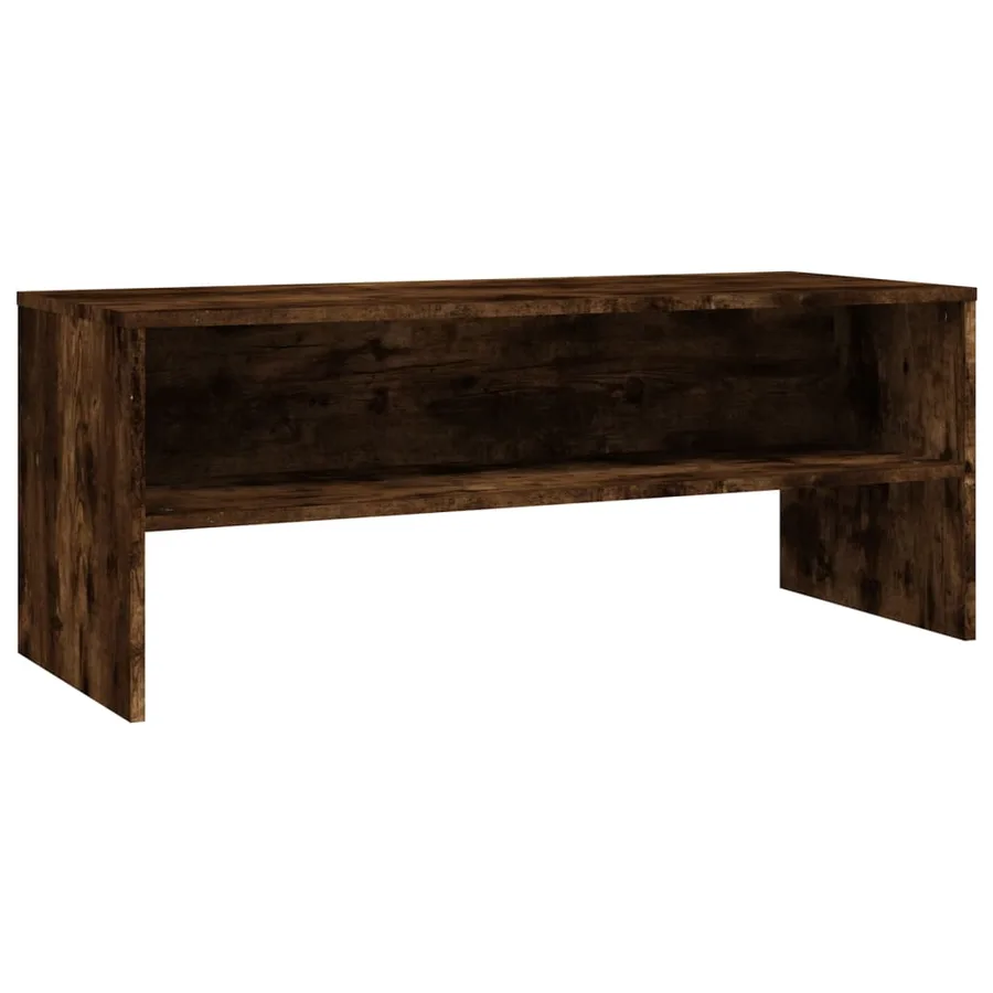 Meuble TV Chêne fumé 100x40x40 cm Bois d'ingénierie - 2