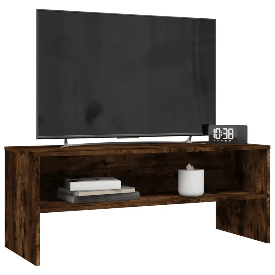 Meuble TV Chêne fumé 100x40x40 cm Bois d'ingénierie - 3