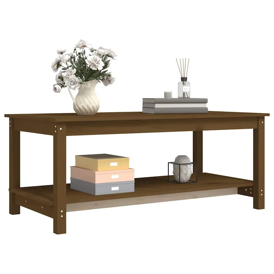 Table basse Marron miel 110x55x45 cm Bois massif de pin - 4