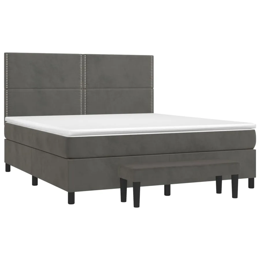 Sommier à lattes de lit et matelas Gris foncé 180x200cm Velours - 3