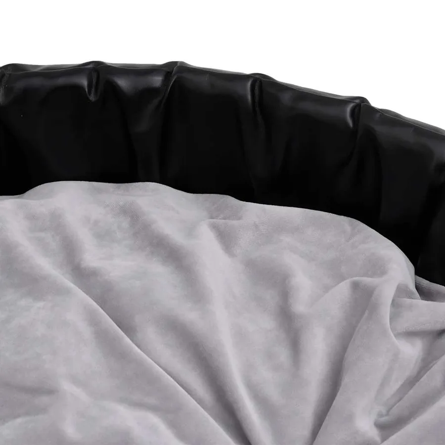 Lit chiens Noir et gris 90x79x20 cm Peluche et similicuir - 6