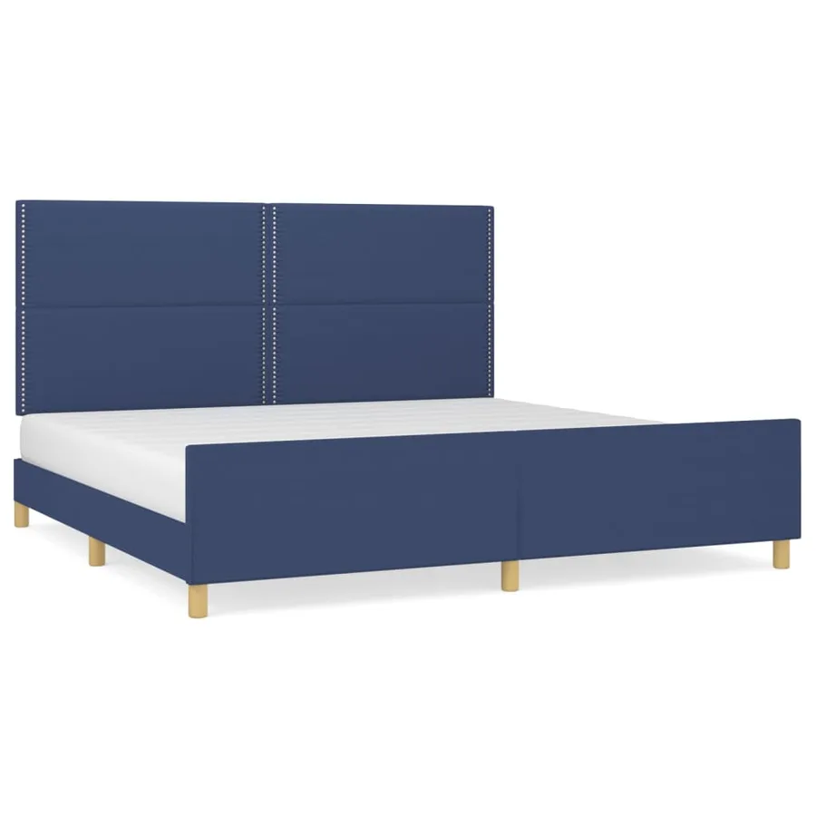 Cadre de lit sans matelas bleu 200x200 cm tissu - 2