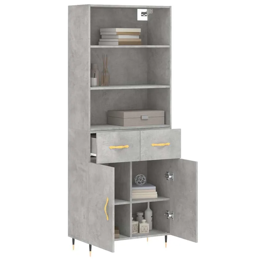 Buffet haut Gris béton 69,5x34x180 cm Bois d'ingénierie - 12