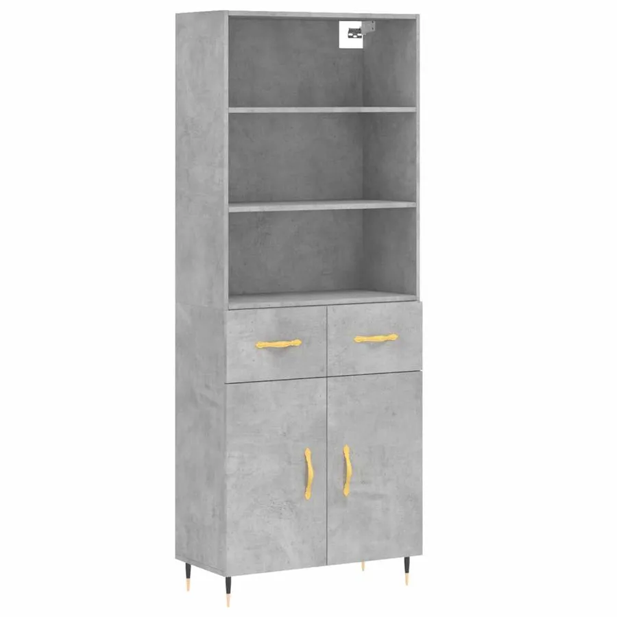 Buffet haut Gris béton 69,5x34x180 cm Bois d'ingénierie - 2