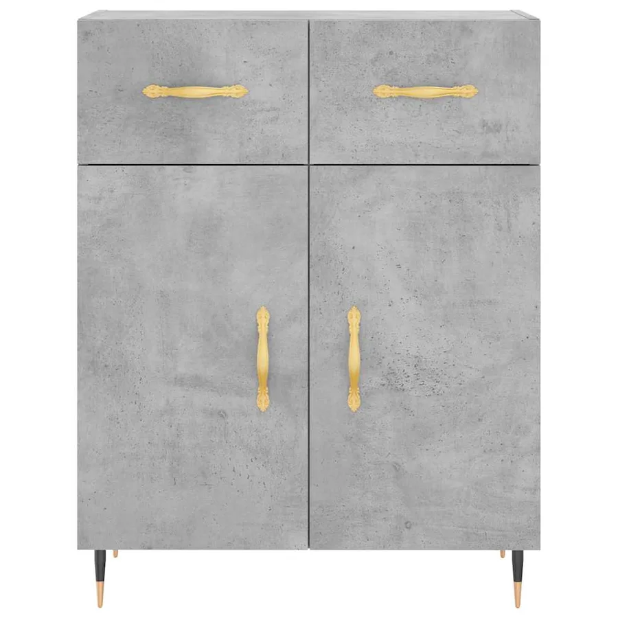 Buffet haut Gris béton 69,5x34x180 cm Bois d'ingénierie - 7