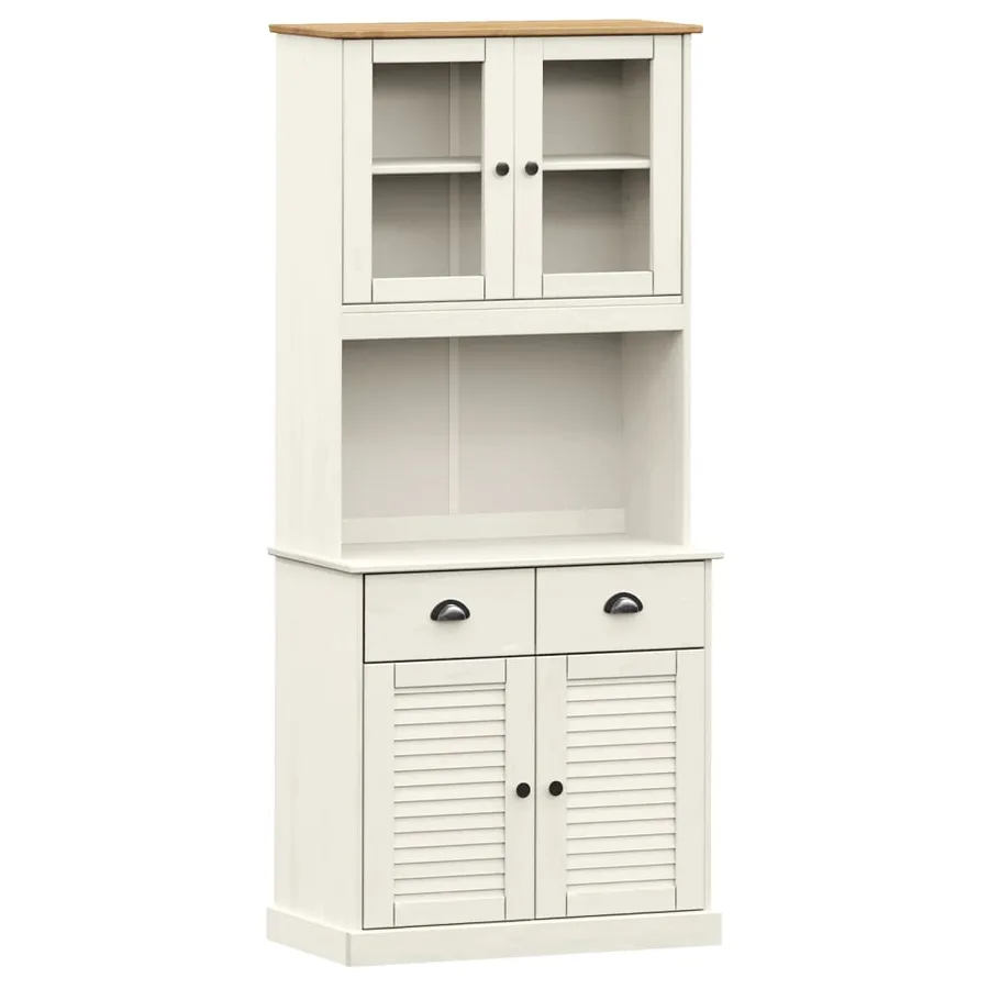 Buffet haut VIGO blanc 78x40x175 cm bois massif de pin - 2