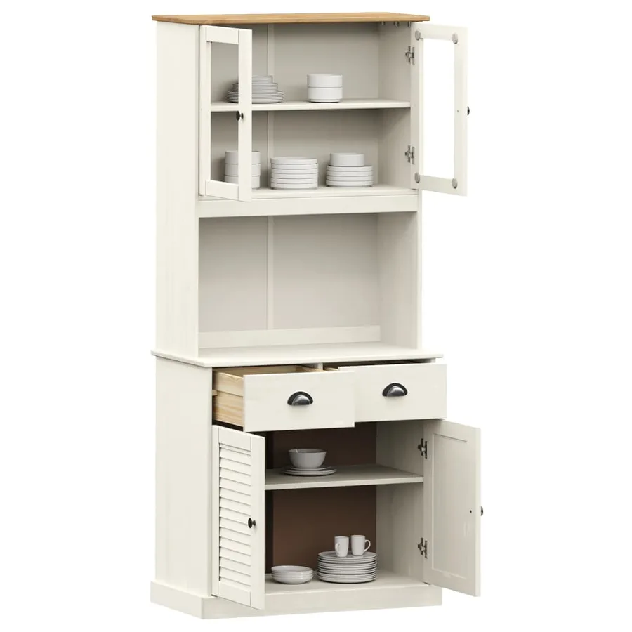 Buffet haut VIGO blanc 78x40x175 cm bois massif de pin - 3