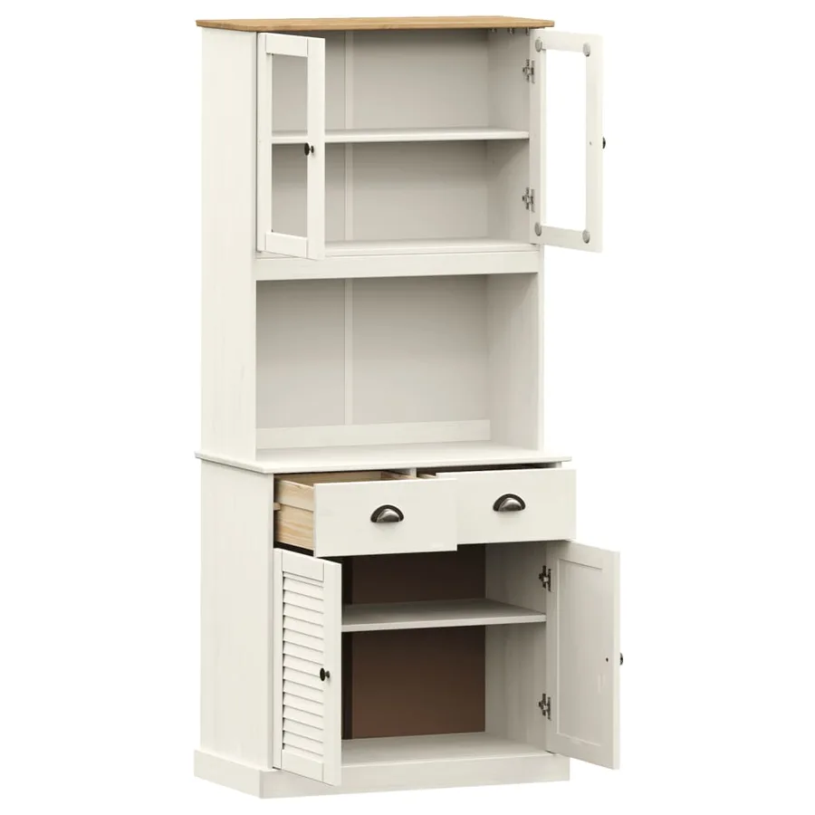 Buffet haut VIGO blanc 78x40x175 cm bois massif de pin - 4
