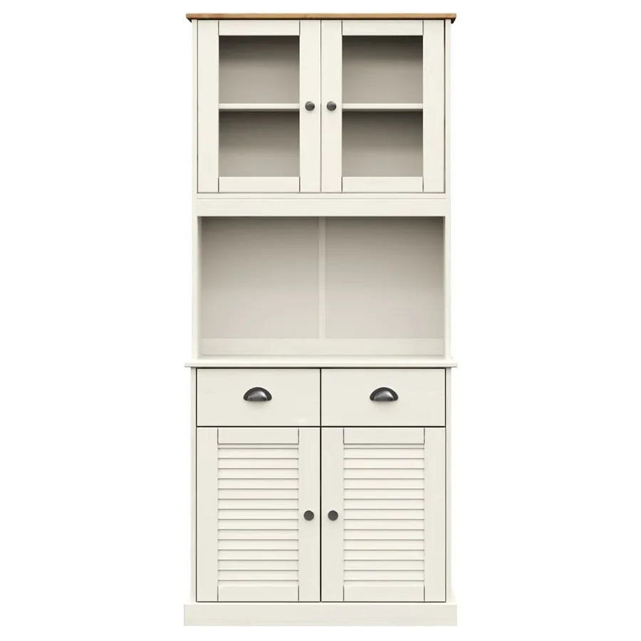 Buffet haut VIGO blanc 78x40x175 cm bois massif de pin - 5