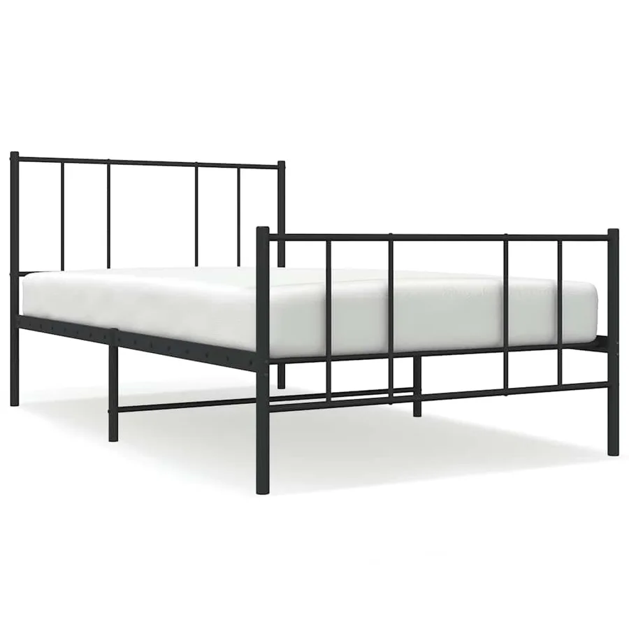 Cadre de lit métal sans matelas avec pied de lit noir 100x190cm - 2