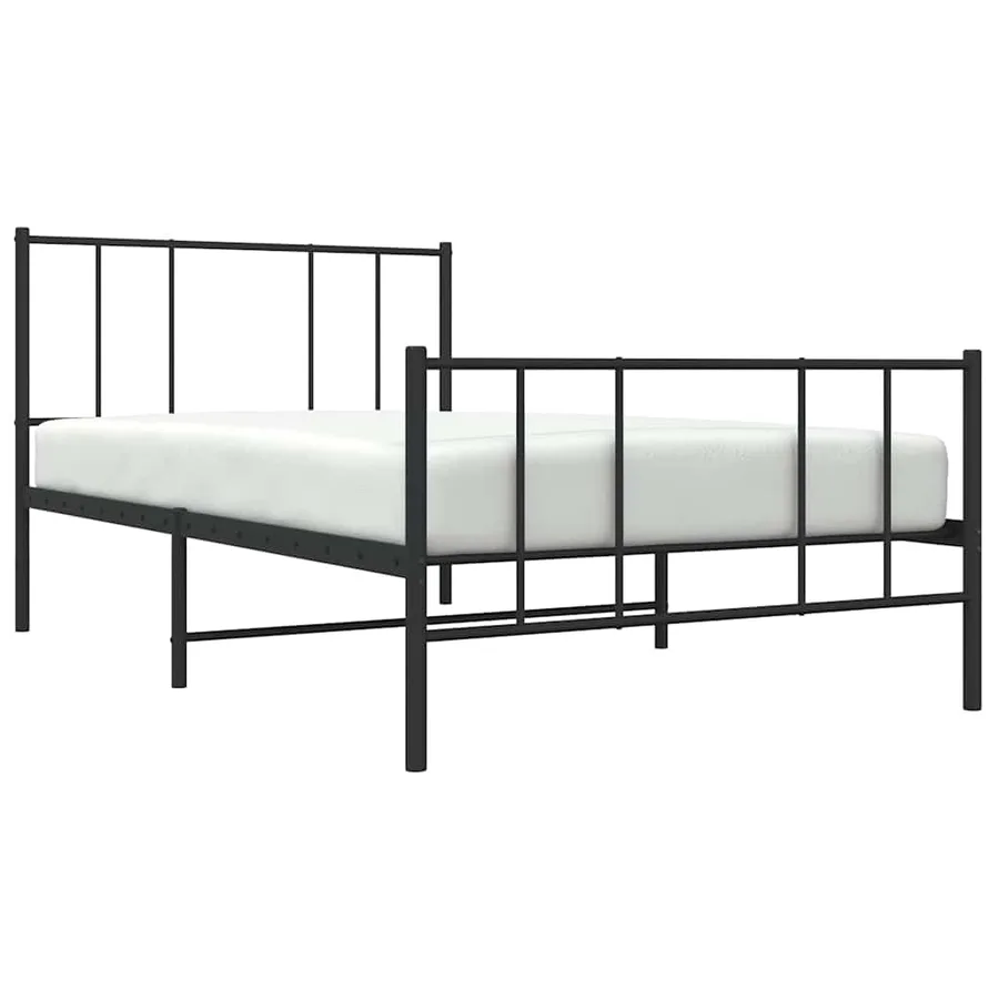 Cadre de lit métal sans matelas avec pied de lit noir 100x190cm - 5