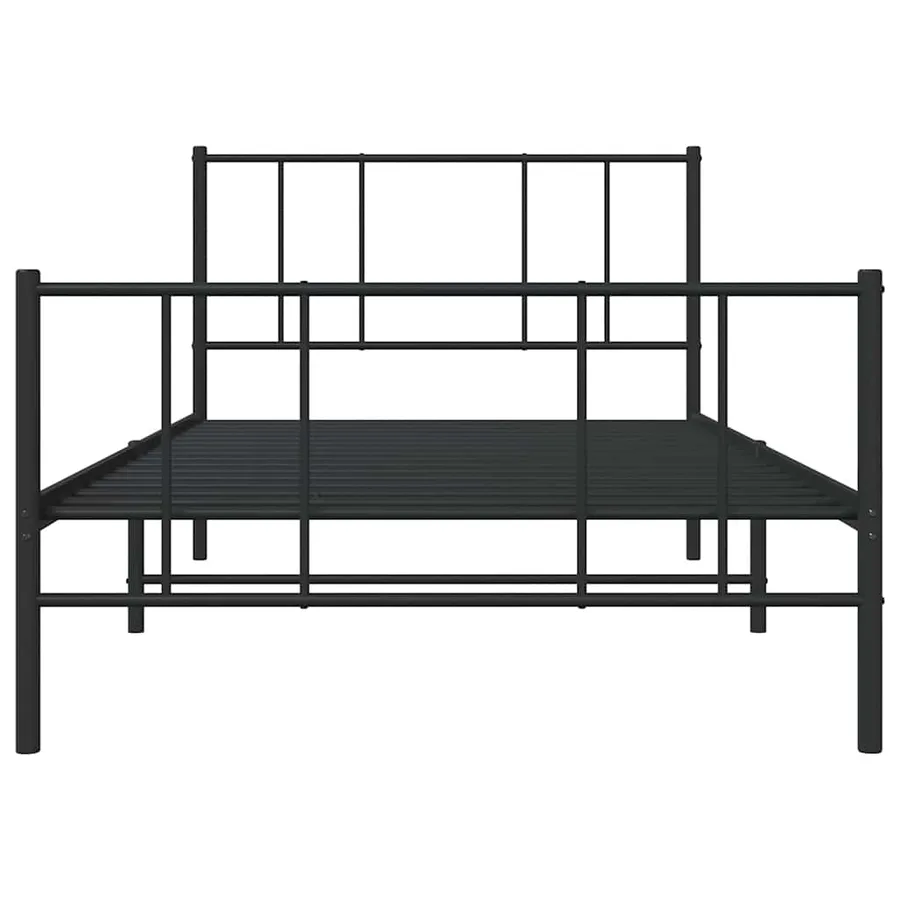 Cadre de lit métal sans matelas avec pied de lit noir 100x190cm - 6